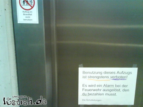 Im Brandfall nicht benutzen